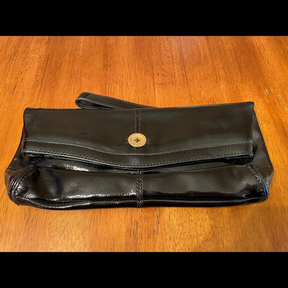 Ted Baker patent leather clutch with wrist strap